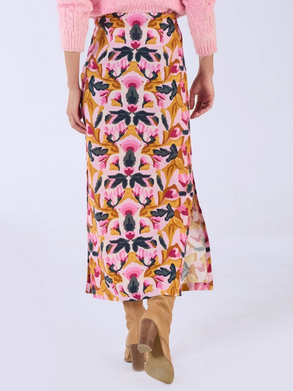 Beyond by Vera Floral Maxi Skirt Cotton/Linen Blend Large NWT Boutique $215 - Picture 3 of 10